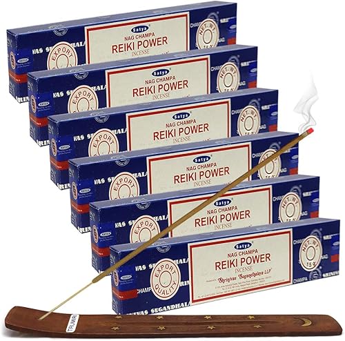 Vista 158 de Satya Sai Baba Nag Champa - Varitas de incienso de 0.53 oz y soporte - Paquete de 6 (aproximadamente 90 varillas)