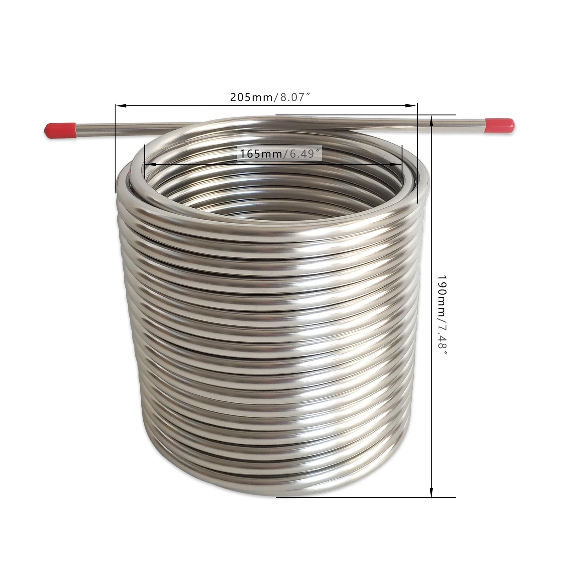 Serpentín de cerveza de acero inoxidable de 3/8" de diámetro exterior, 21 m de longitud, serpentín de enfriamiento de doble capa, tubo de vino de enfriamiento rápido for exteriores Múltiples aplicacio