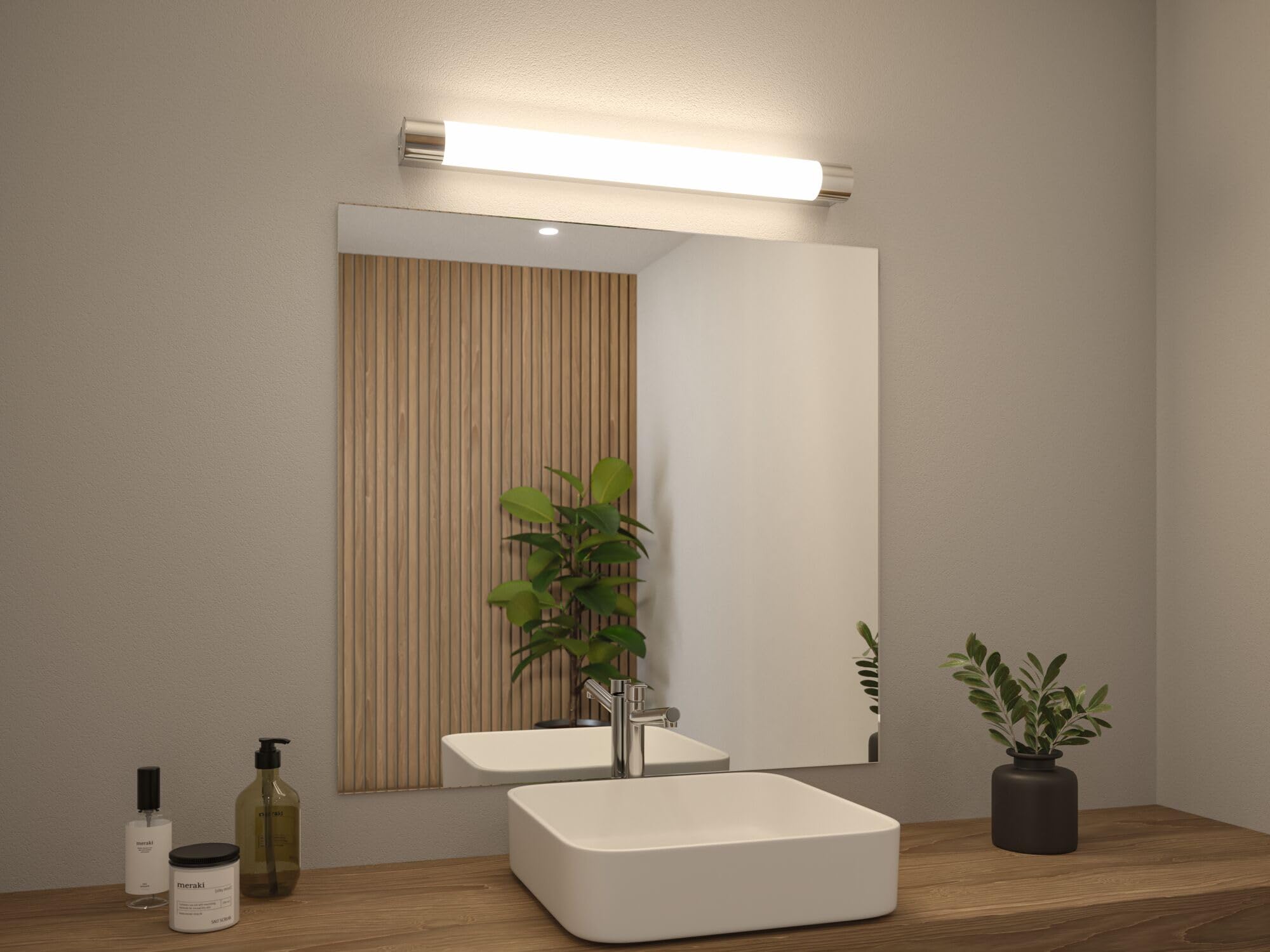 Paulmann 79713 LED Deckenleuchte Spiegelleuchte Orgon incl. 1x10,5 Watt IP44 Deckenlampe Chrom, Weiß Wohnzimmerlampe Metall, Acryl Flurlampe 3000 K