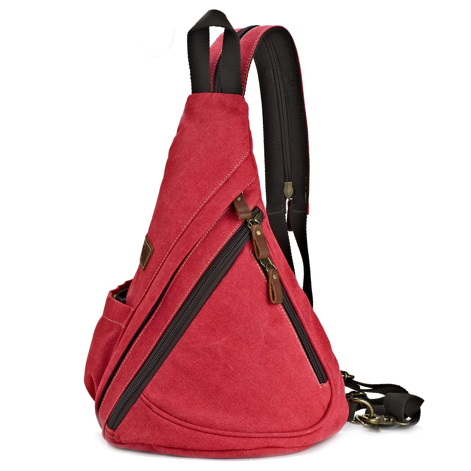 Zaino Monospalla Crossbody Sling Bag Borsa a Tracolla in Tela Casual Daypack Borse a spalla Zaino per Uomo Donna Outdoor Ciclismo Escursionismo Viaggi (Rosa Rossa)