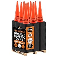 Vista 12 de Xpose Safety Cono de tráfico verde lima de 28 pulgadas, paquete de 4, cono de seguridad de PVC de alta calidad para estacionamiento, precaución