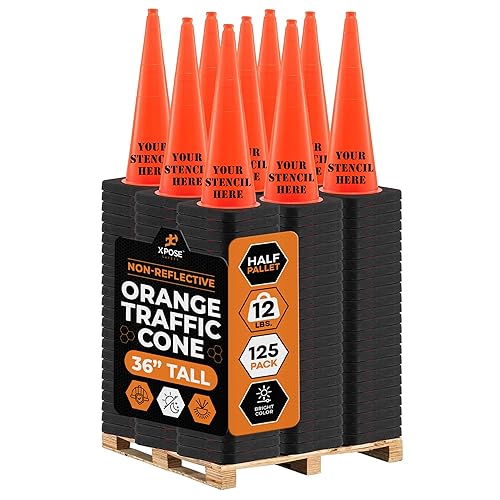 Miniatura 12 de Xpose Safety Cono de tráfico verde lima de 28 pulgadas, paquete de 4, cono de seguridad de PVC de alta calidad para estacionamiento, precaución