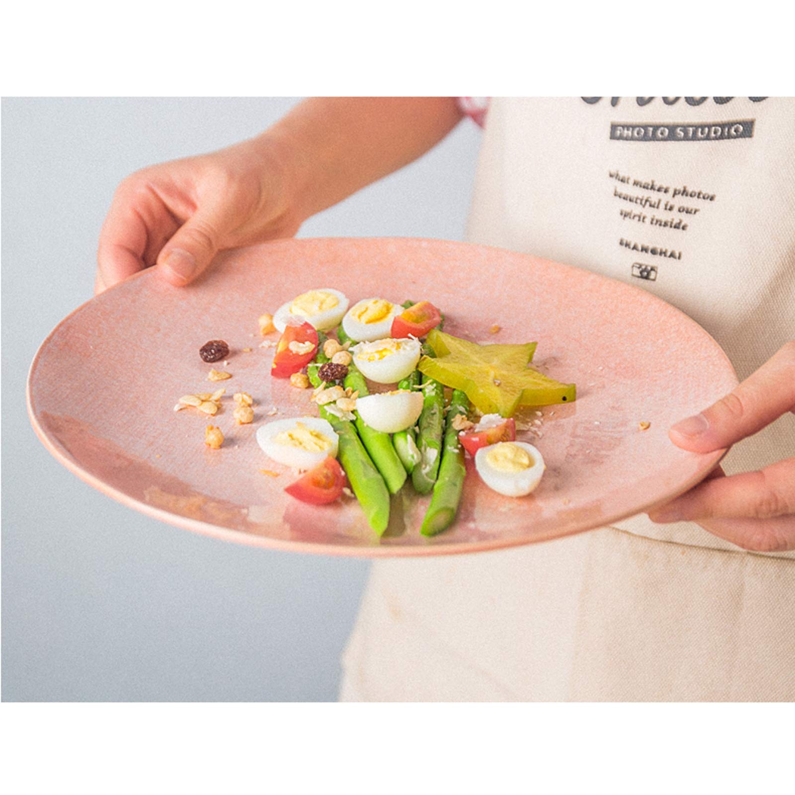 Ensembles De Vaisselle En Céramique Romantique, Ensemble De Dîner En Porcelaine Rose De 22 Pièces | Ensembles De Bols À Salade Et D'Assiettes À Steak À Motif De Tissu Créatif Pour Cadeaux De Mariage