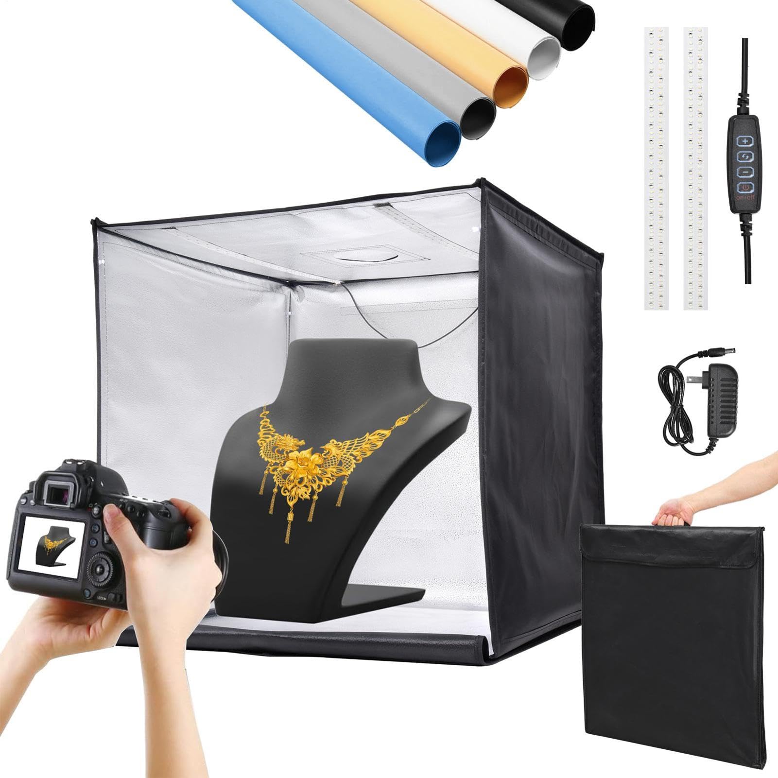 5 fondali Scatola Luminosa Fotografia LED 60x60cm, Studio Fotografico