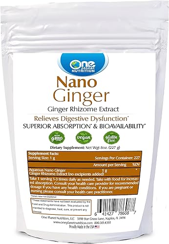 One Planet Nutrition Nano Ginger Root - Nano suplementos de alta absorción con extracto de raíz de jengibre puro para apoyo digestivo, sin OMG, sin