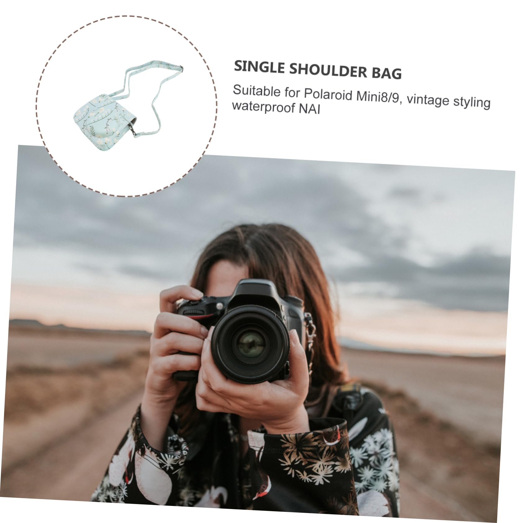 Hemobllo 2pezzi Borsa Protettiva Pu Per Fotocamera Istantanea Mini Con Design Fiore Stile Elegante e Pratico Con Tracolla