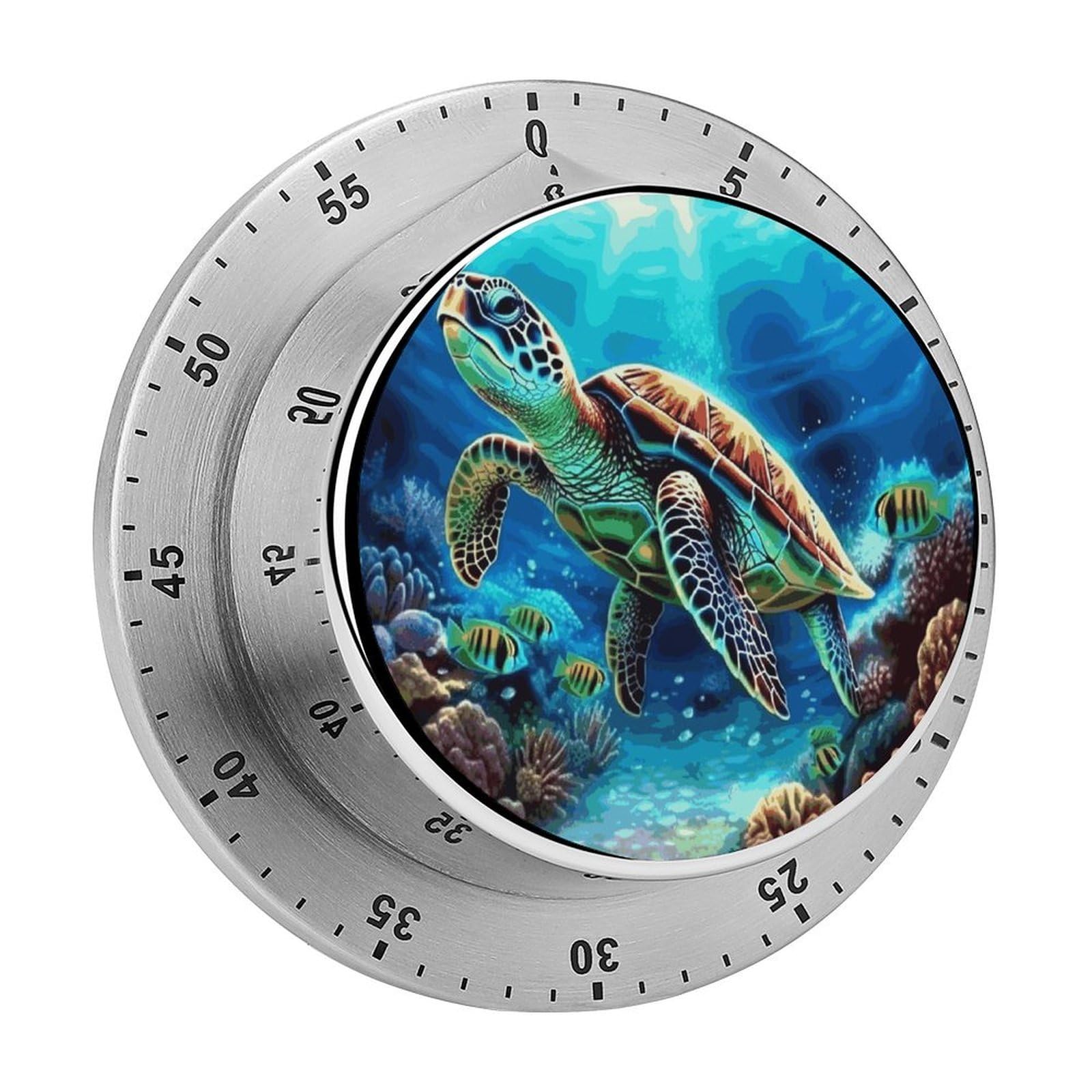 Temporizador mecánico con alarma fuerte y motivo de tortuga marina