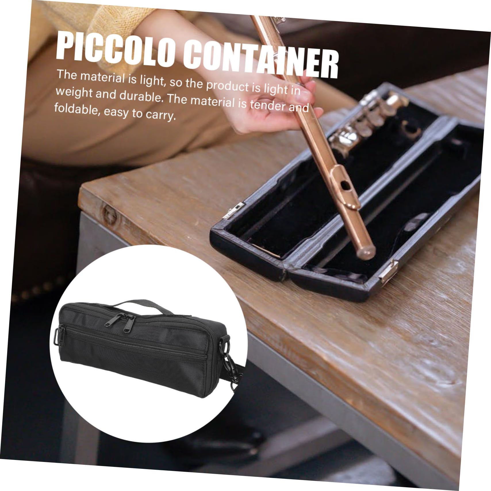 VICASKY Bolsa para Instrumentos de Viento Portátil para Piccolo, Hecha de Lona y Felpa, Fácil de Transportar y Resistente para Uso al Aire Libre Mano