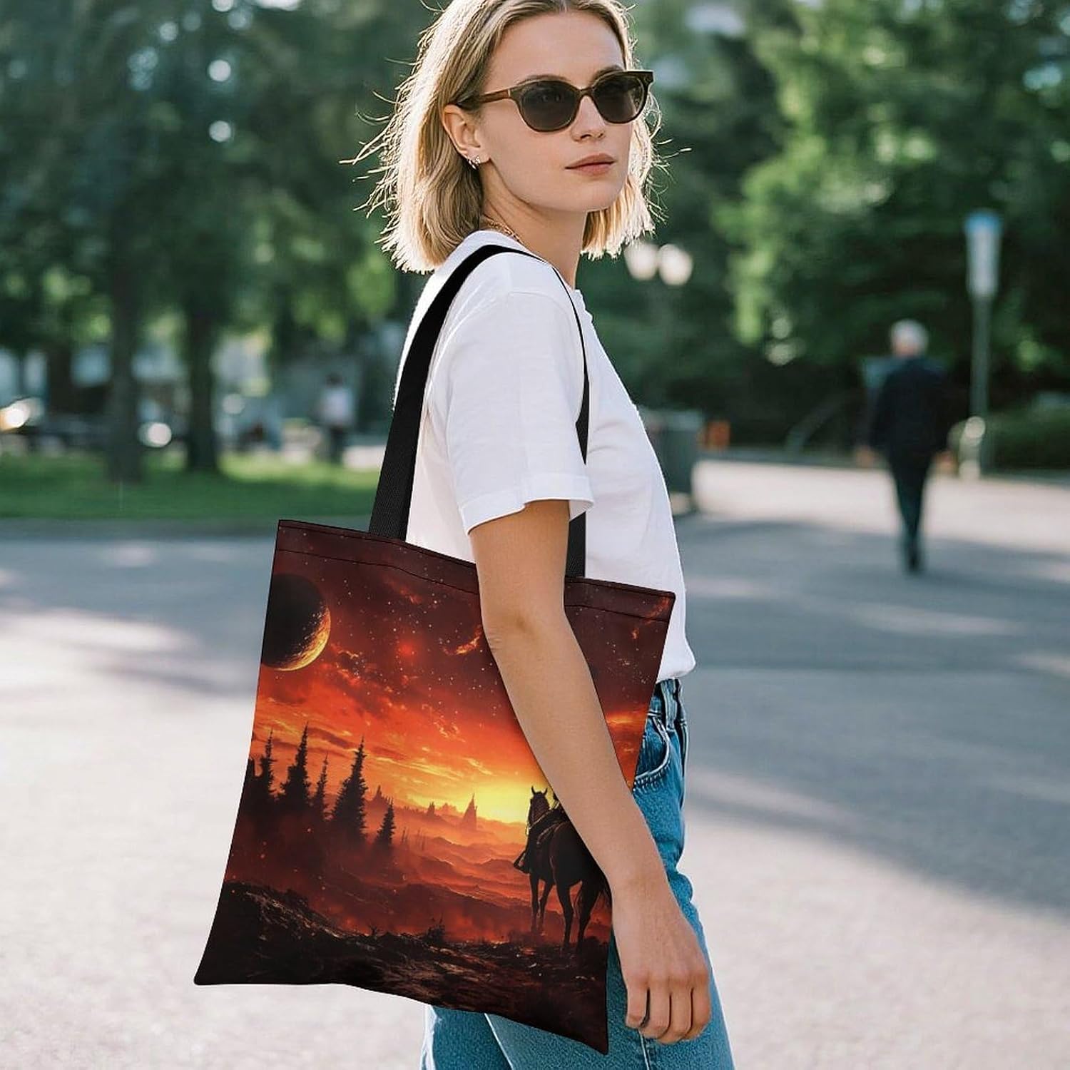 Western Cowboy Starry Sky Tote Bag Large Treat Bags for Women Men image 2