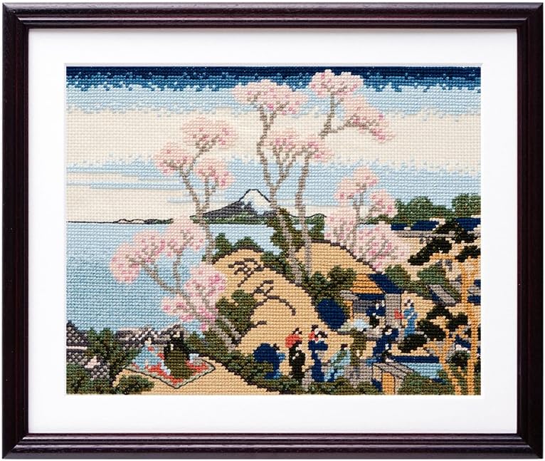 Ukiyo-e Landscape Cross Stitch Kit 1 - Flowering Trees and Mount Fuji