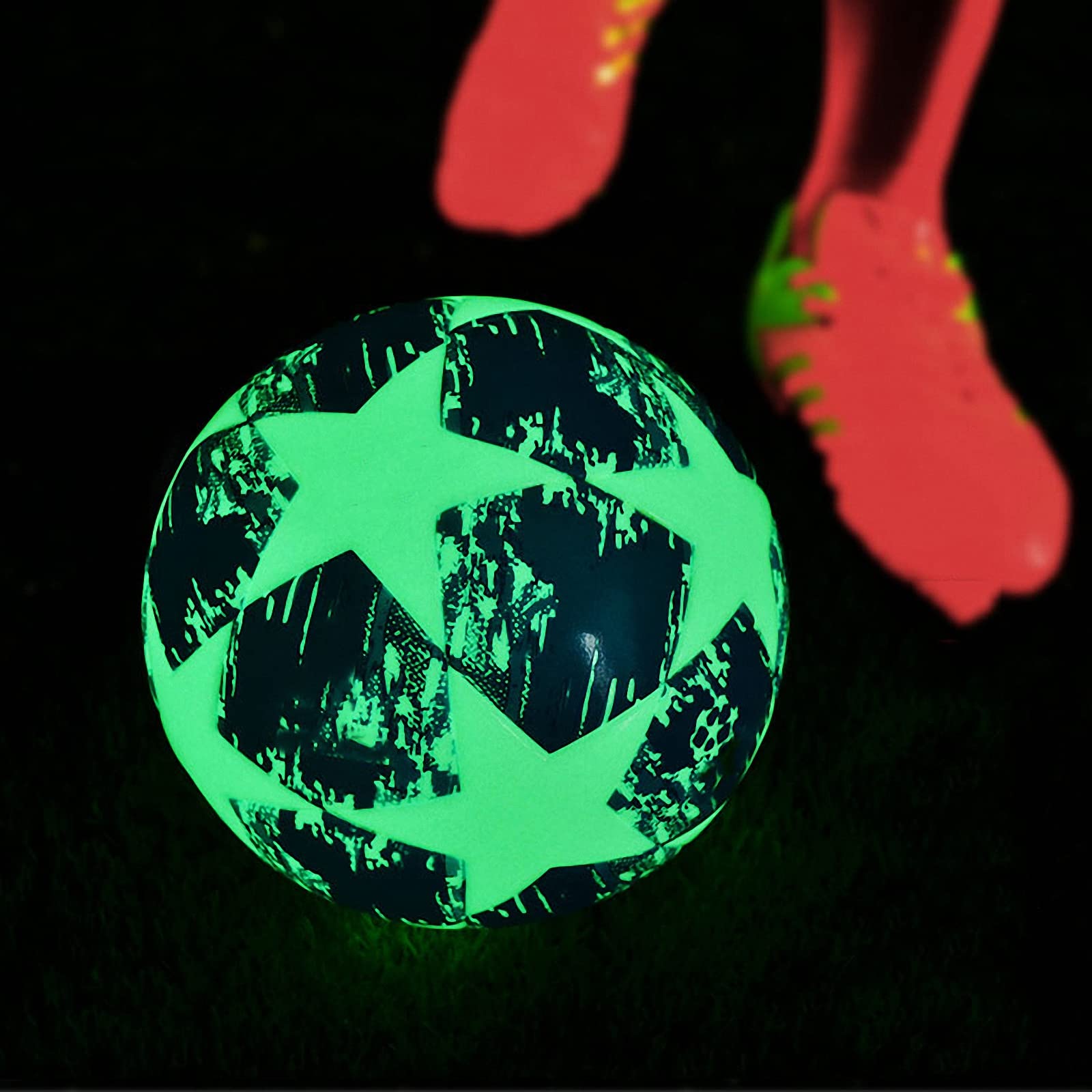 Ballon Football Lumineux Dans Le Noir - Ballon Réfléchissant Fluorescent Avec Pompe Et Sac