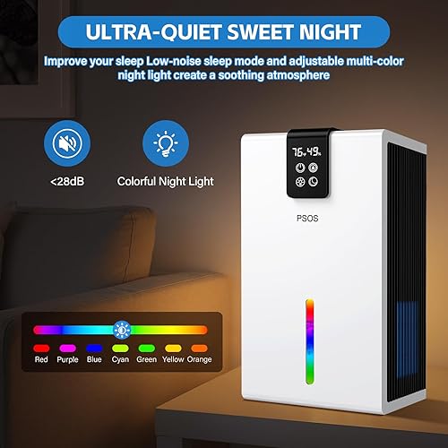 Miniatura 5 de Deshumidificador, deshumidificadores para el hogar, tanque de agua de 98 onzas, (1000 pies cuadrados), deshumidificador silencioso para sótano,