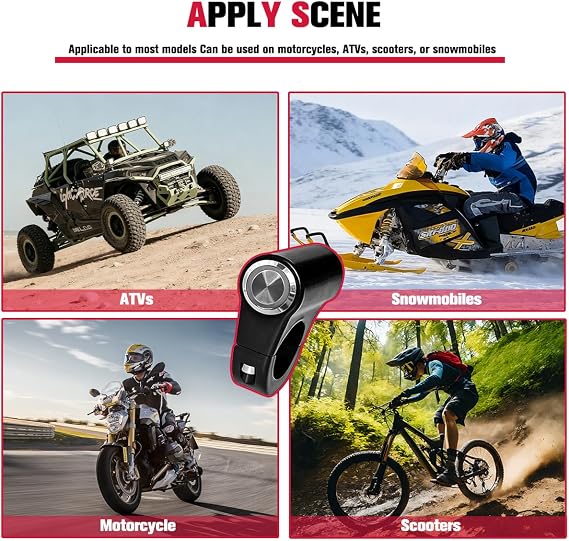 Motorcycle Handlebar Control Horn Start Switch, 1 Buttons Momentary Action Motorbike On Off Push Switch, Motorcycle Handle Bar Start Kill Button, Compatible with UTV Scooters ATV