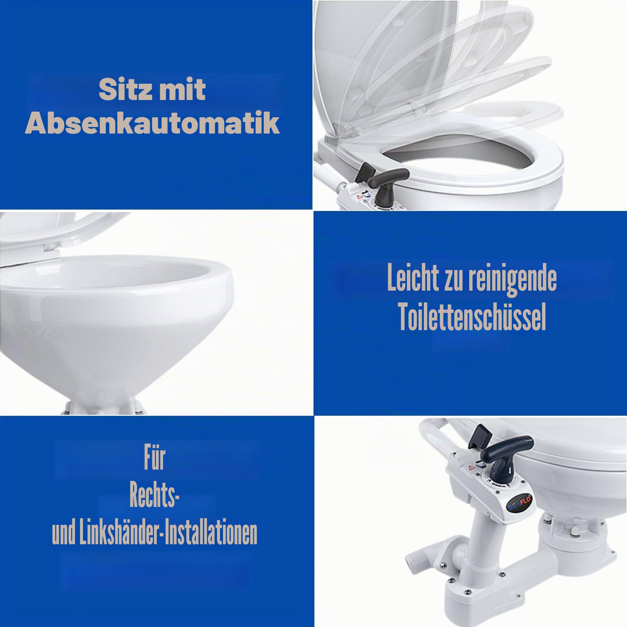 SEAFLO Manuell betriebener Marine Toilettenboot Kopf