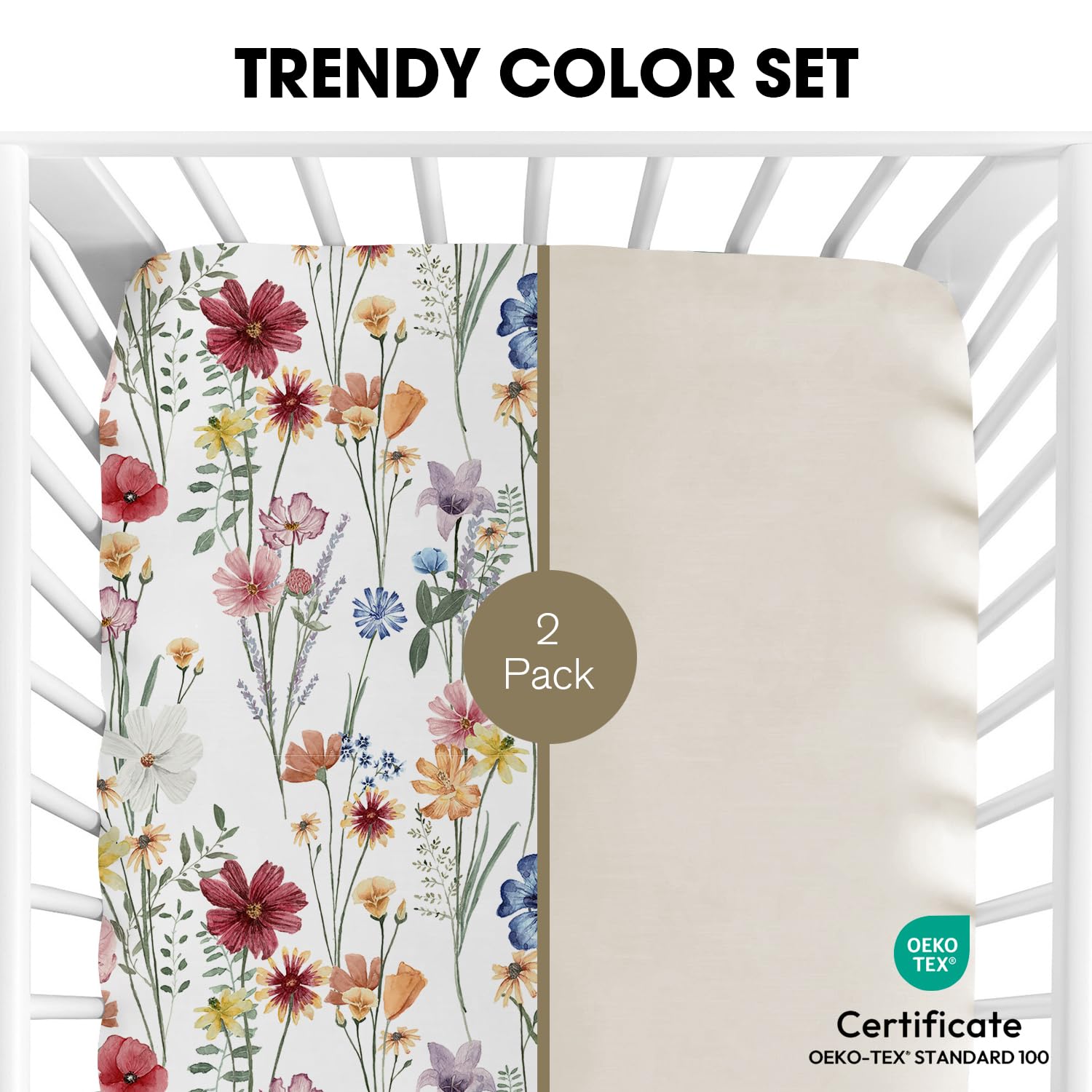 Little Grape Land Pack and Play Sheets Mini Crib Sheets Soft Breathable Pack N Play Sheets, Playard Fitted Sheet 2 Pack Stretchy Fits 38