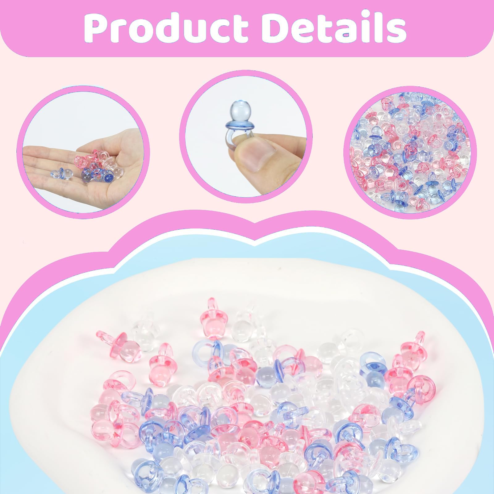 100 Ciucci In Acrilico Misti – Mini Giocattoli Colorati Per Baby Shower E Battesimo – 21x12 Mm - 3