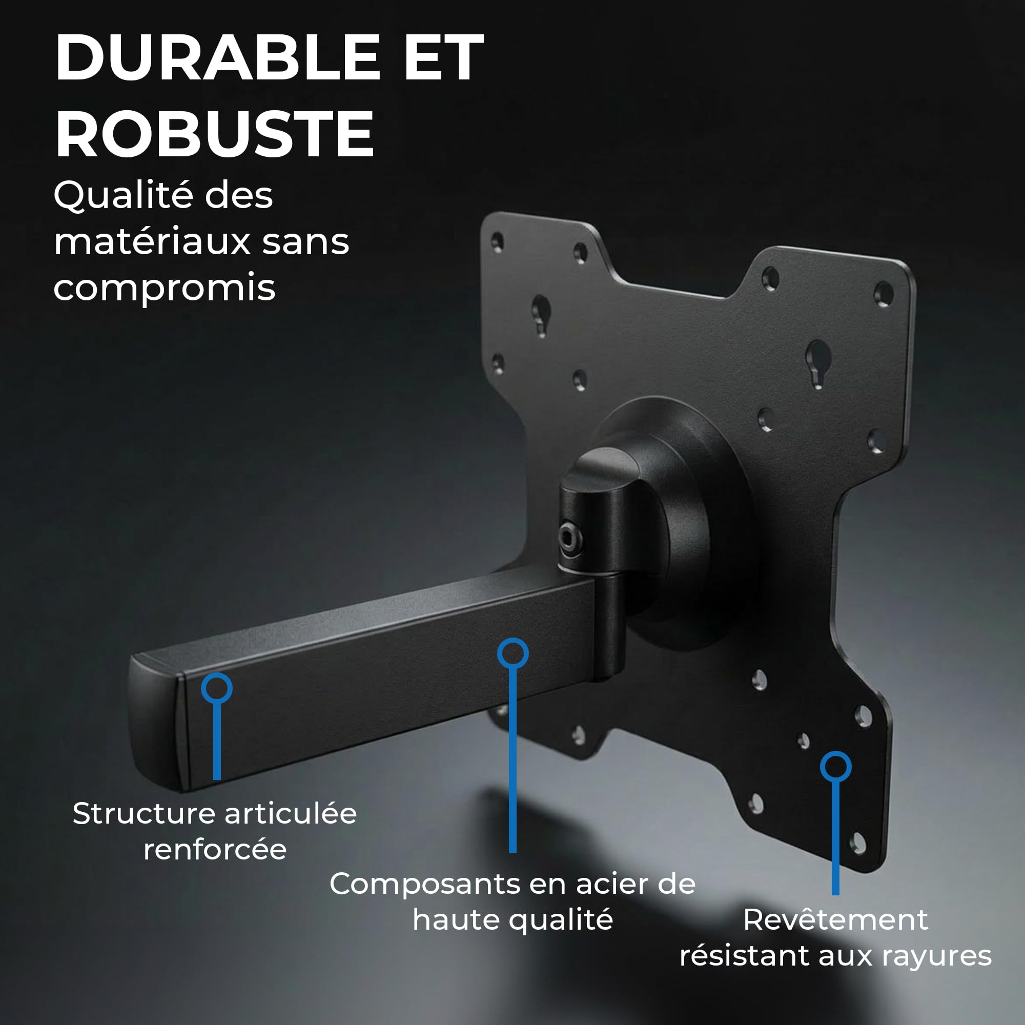 Rotate XL - Support Mural TV - 25 kg - VESA 200x200 - Fixation Murale TV de 24 Pouces à 55 Pouces