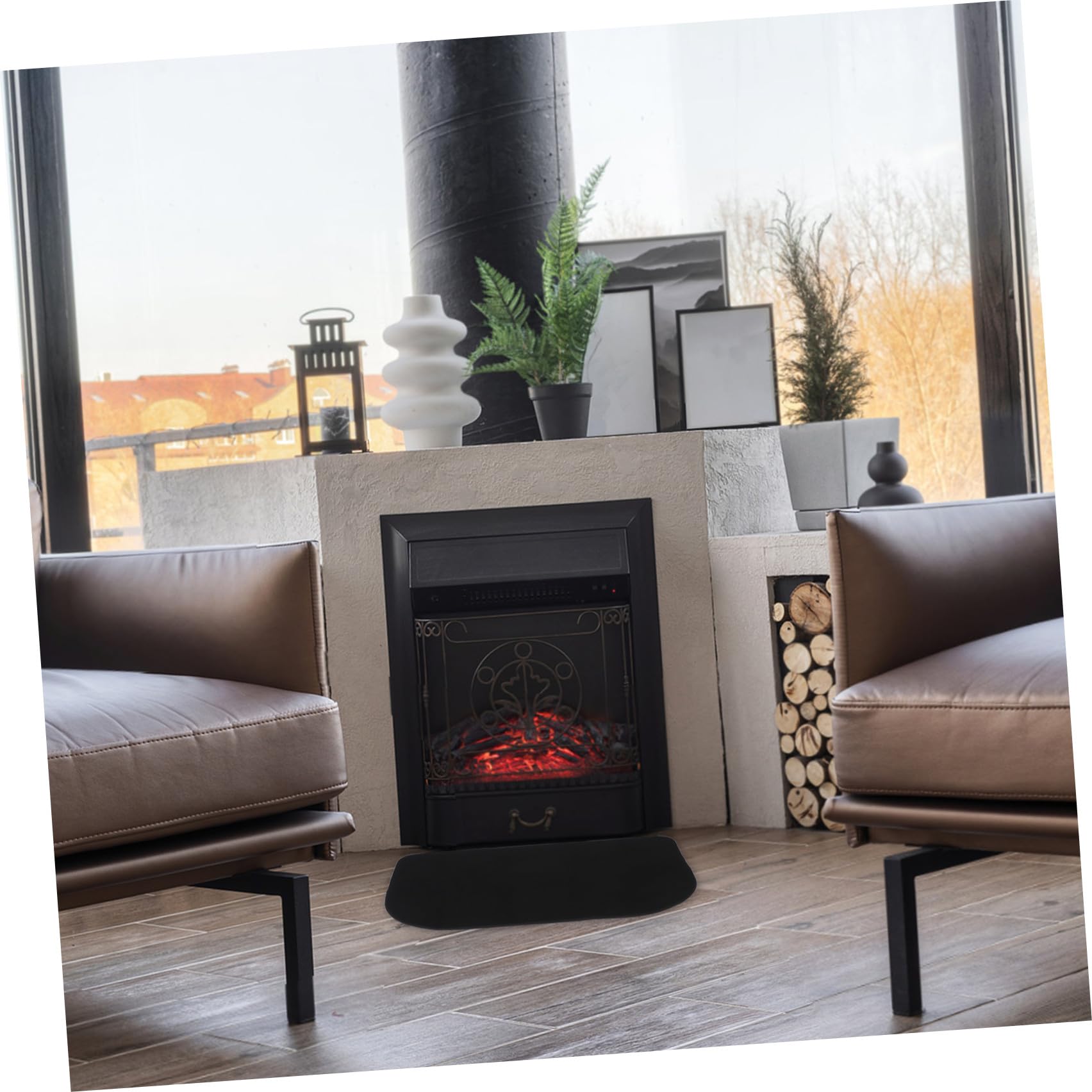 IMIKEYA Tappetino Antincendio a Mezzaluna per Caminetto, Resistente alle Alte Temperature in Poliestere e Pvc, per Interni ed Esterni, Protegge Pavimenti da Scintille