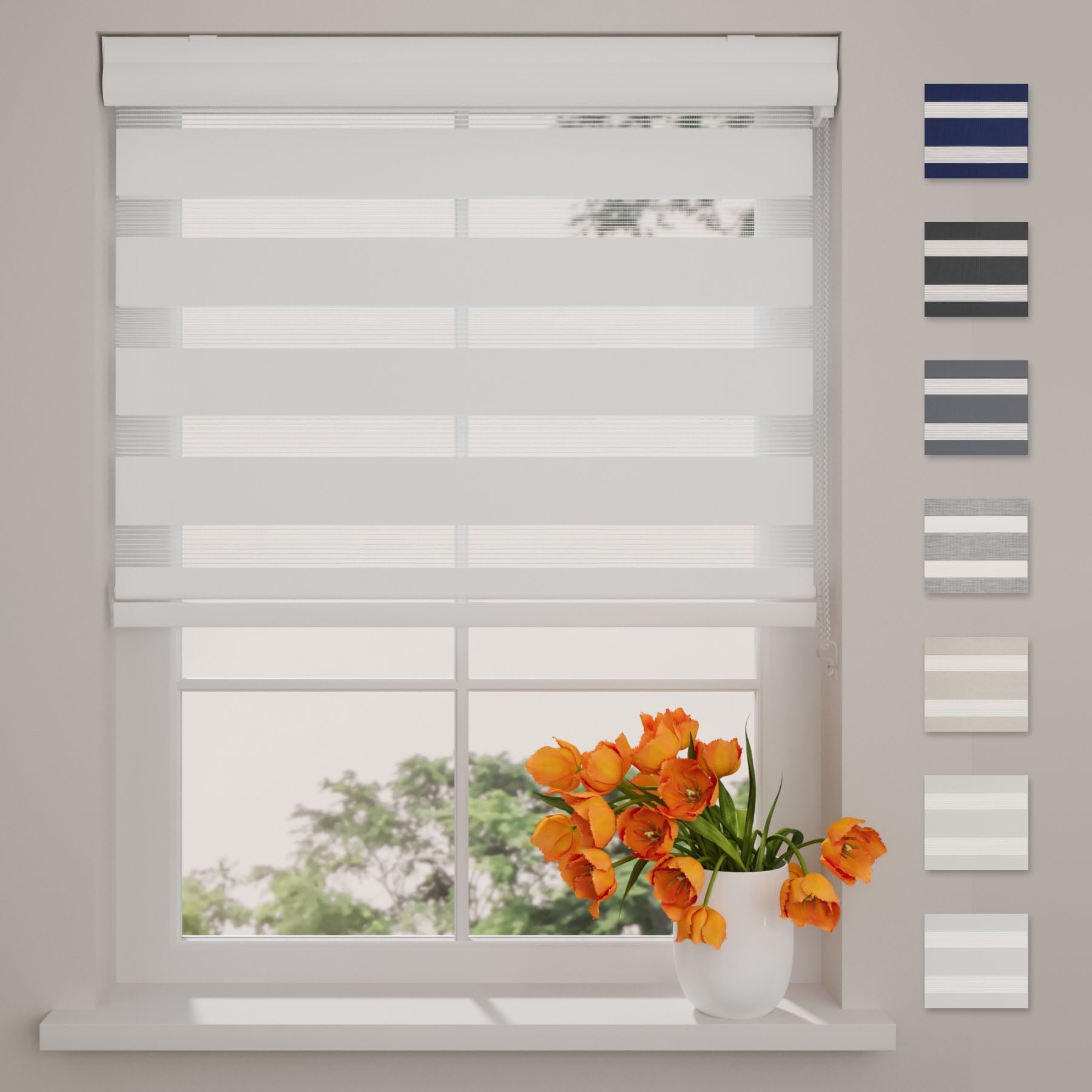DTCH® Store Enrouleur Jour Nuit avec Caisson, Blanc, 200 x 175 cm