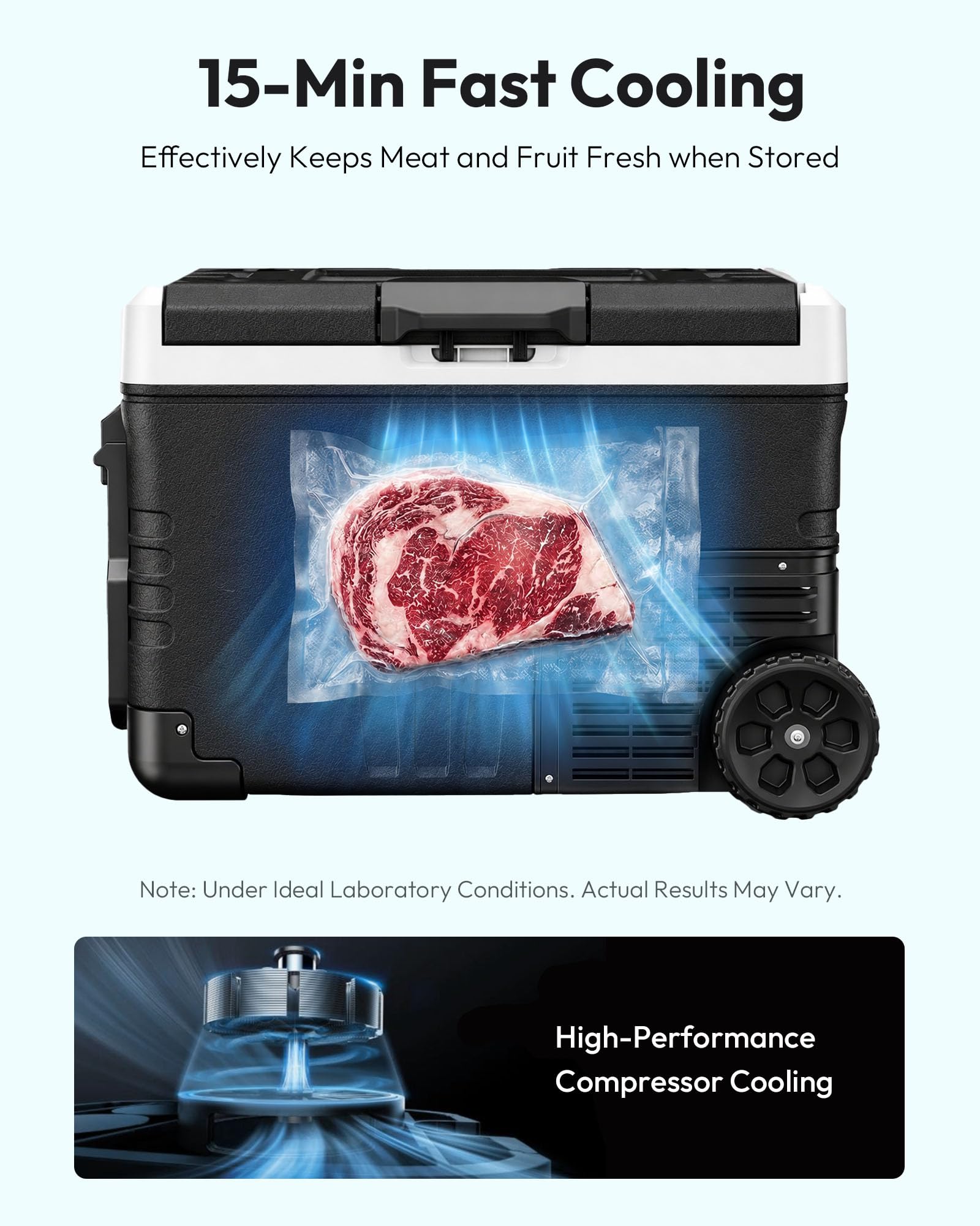 EUHOMY Refrigerador de 12 voltios, enfriador eléctrico de 37 cuartos de galón, congelador portátil de 12 V/24 V CC 100-240 V CA, refrigerador de 12 V --15.6 °C ~ 20.0 °C, enfriador de 12 V con ruedas
