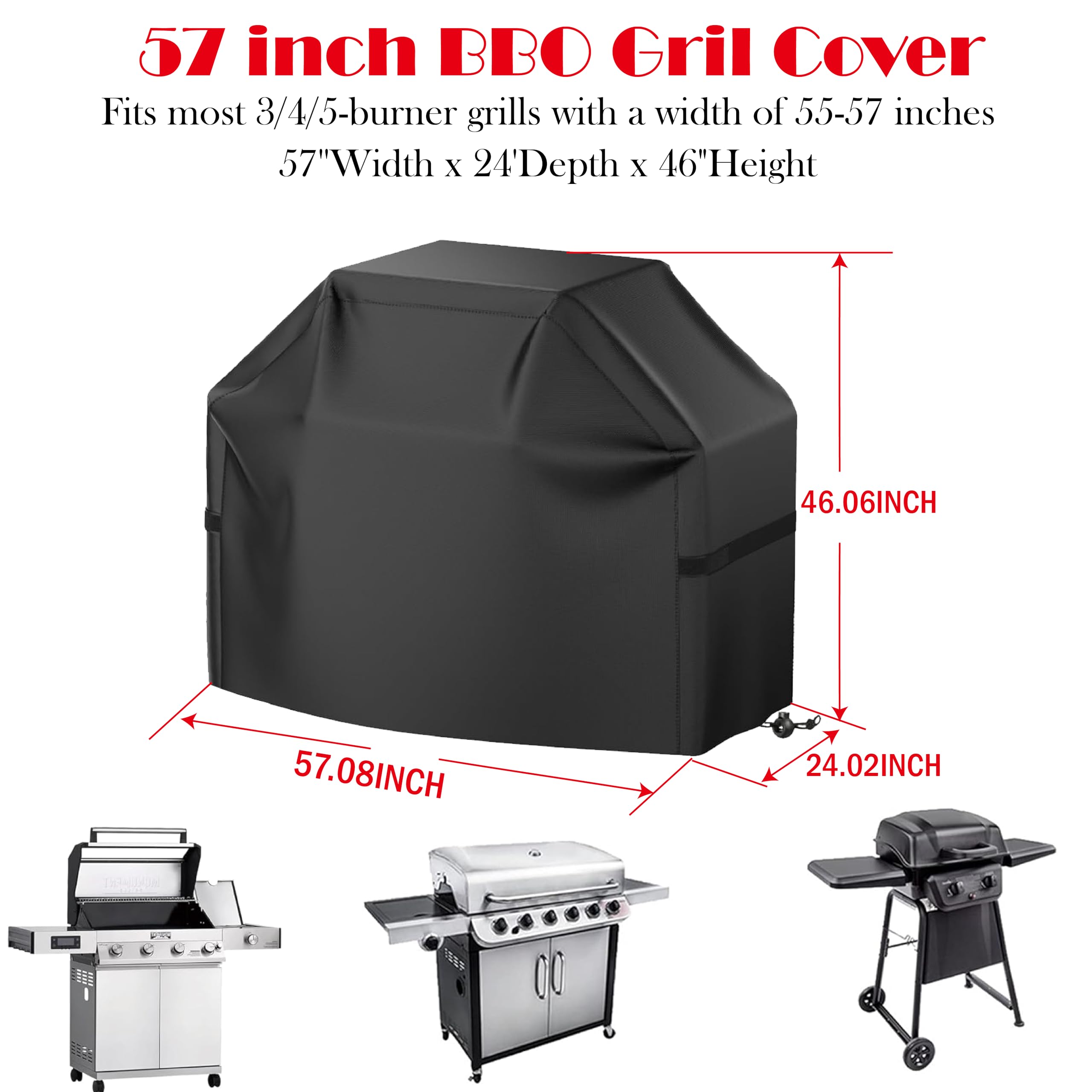 Copertura per griglia per barbecue, adatta a griglie di dimensioni standard da 50 a 57 pollici, si adatta perfettamente, impermeabile, antistrappo, resistente ai raggi UV, facile da pulire,