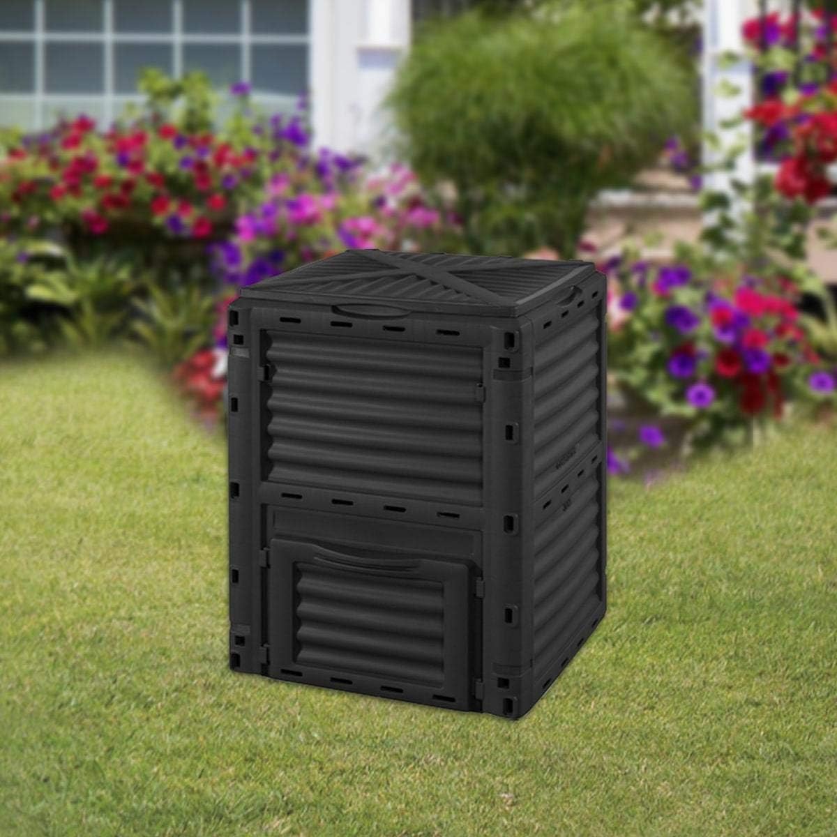 ECOgardener Garden Compost Bin. Large Outdoor Compost Container Outdoor Aerating Compost Box, Black 80 Gallon: Garden & Outdoor