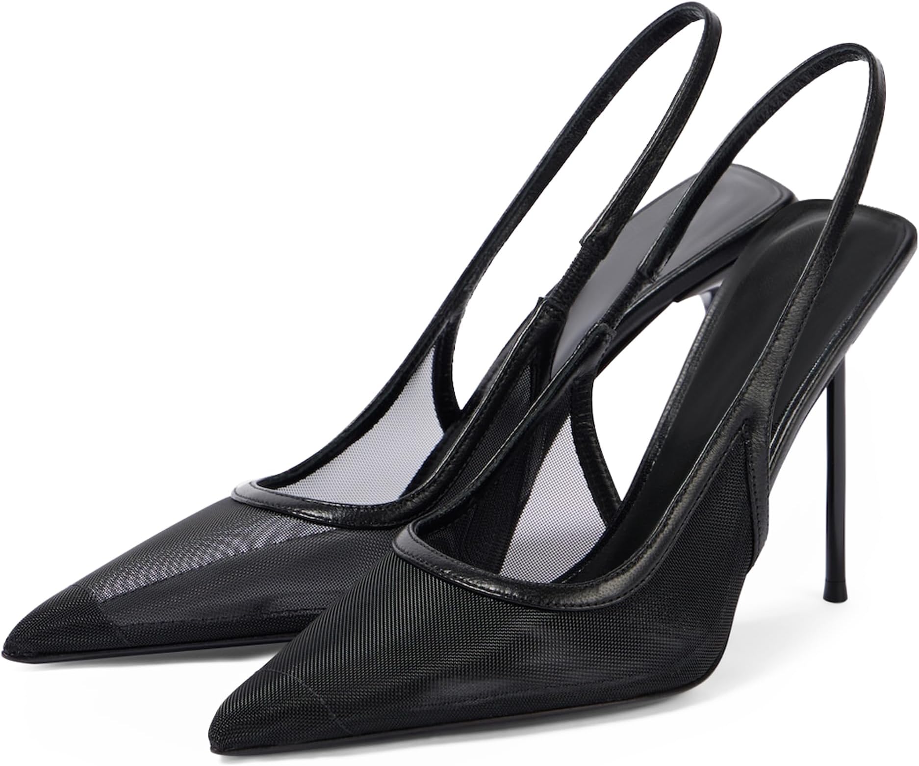 Slingback Heels for Women Pointed Toe Stiletto High Heels Stretch Slip on Backless Patent Leather Fashion Comfortable Dress Pumps Shoes