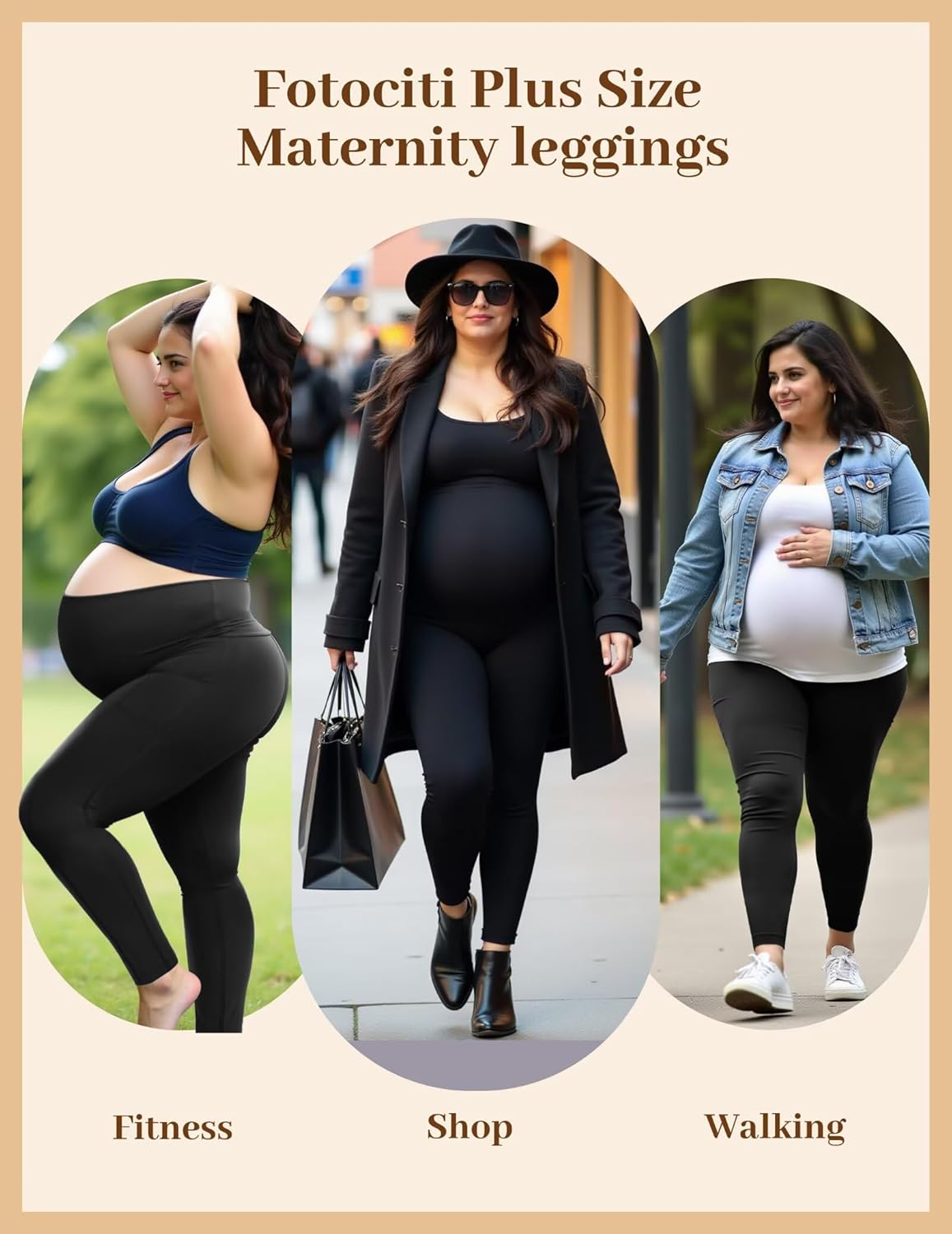 Fotociti Plus Size Maternity Leggings with Pockets Over The Belly,Pregnancy Pants for Casual Yoga Workout Lounge - Image 7