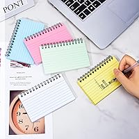 Vista 5 de FRIUSATE Tarjetas de índice con anillo, tarjetas en espiral de 3 x 5 pulgadas, tarjetas de índice a rayas de colores, tarjetas de índice con anillo