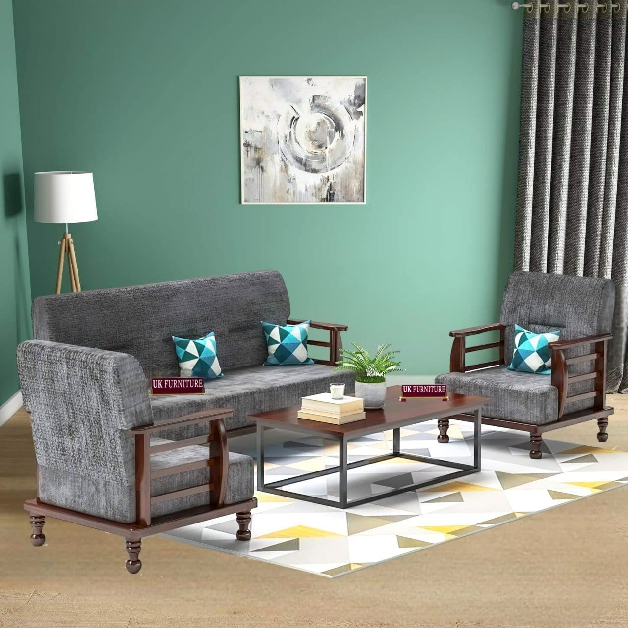 UK FURNITURE Solid Sheesham Wood Sofa Set Wooden Sofa Set Pre