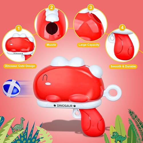 Miniatura 6 de MewVeer Lanzador de juguete de dinosaurio, 2 piezas de juguete de dinosaurio de 36 bolas para interiores y exteriores, juguetes de tablero de