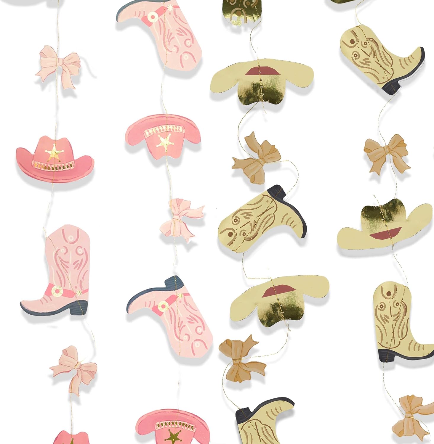 Cheerland Cowgirl Birthday Party Decorations Hanging Garland for Birthday Disco Cowgirl Party Decor Rodeo Pink Gold Baby Shower Girls First Bday Banner Theme for Photo Booth Party Supplies Pack of 6 - Image 3
