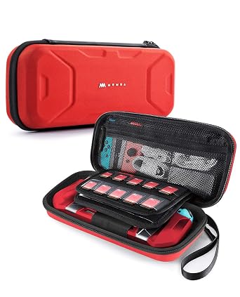 Mumba Carrying Case for Nintendo Switch OLED & Nintendo Switch 2017, [Plus Version] Portable Protective Travel Carry handbag Pouch for Blade/Battle Case [Large Capacity] Red