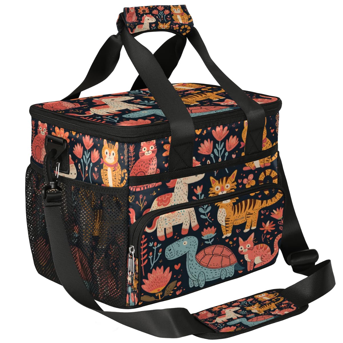 Turtle Cat Insulated Picnic Backpack Lunch Box for Women Men Picnic Basket Tote Lunch Bag Picnic Bag Portable Lunch Bags for Picnic, Beach, Work, Trip,Office, Camp Animals