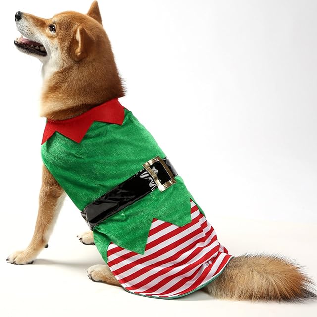 Foto 7 de 7 de Disfraz Rojo Y Verde Elfo Festivo para Perros Pequeños A Grandes Navidad Ropa Mascotas Accesorios Fotos…