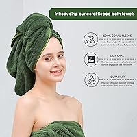 Vista 2 de GraceAier Paquete de 4 toallas de baño ultrasuaves (28 x 56 pulgadas), secado rápido, terciopelo coral de microfibra altamente absorbente