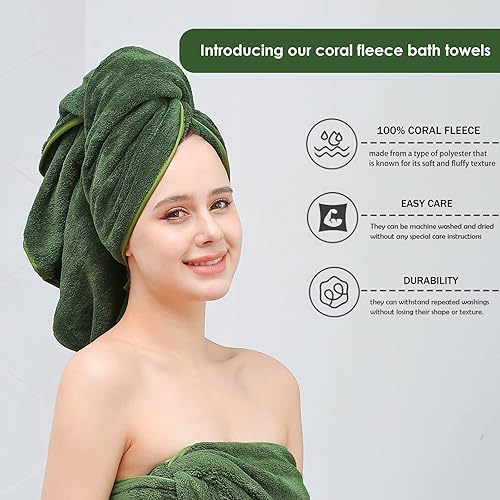 Miniatura 2 de GraceAier Paquete de 4 toallas de baño ultrasuaves (28 x 56 pulgadas), secado rápido, terciopelo coral de microfibra altamente absorbente, para