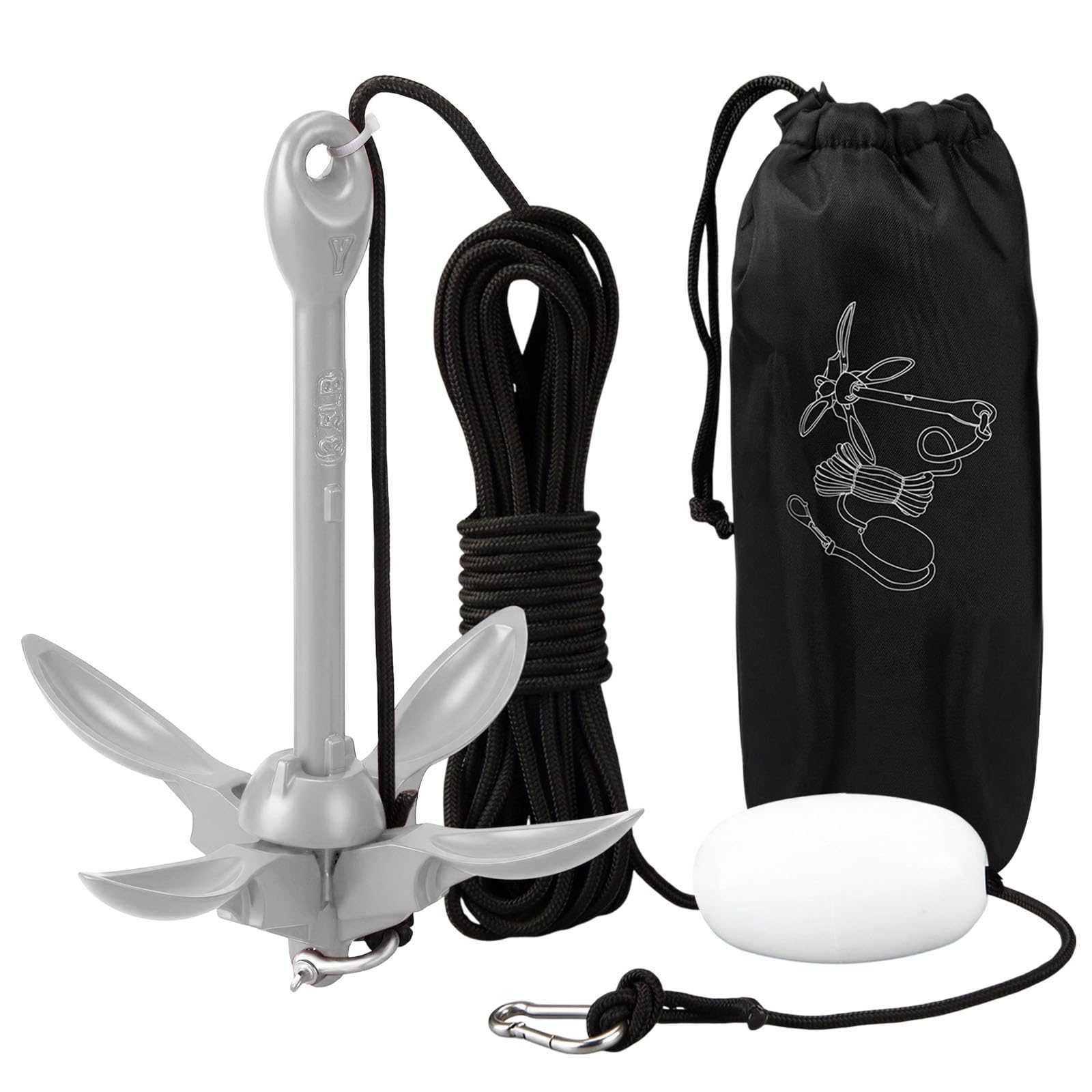 MorningRo Folding Grapnel Anchor Kit, Kayak 40ft Rope