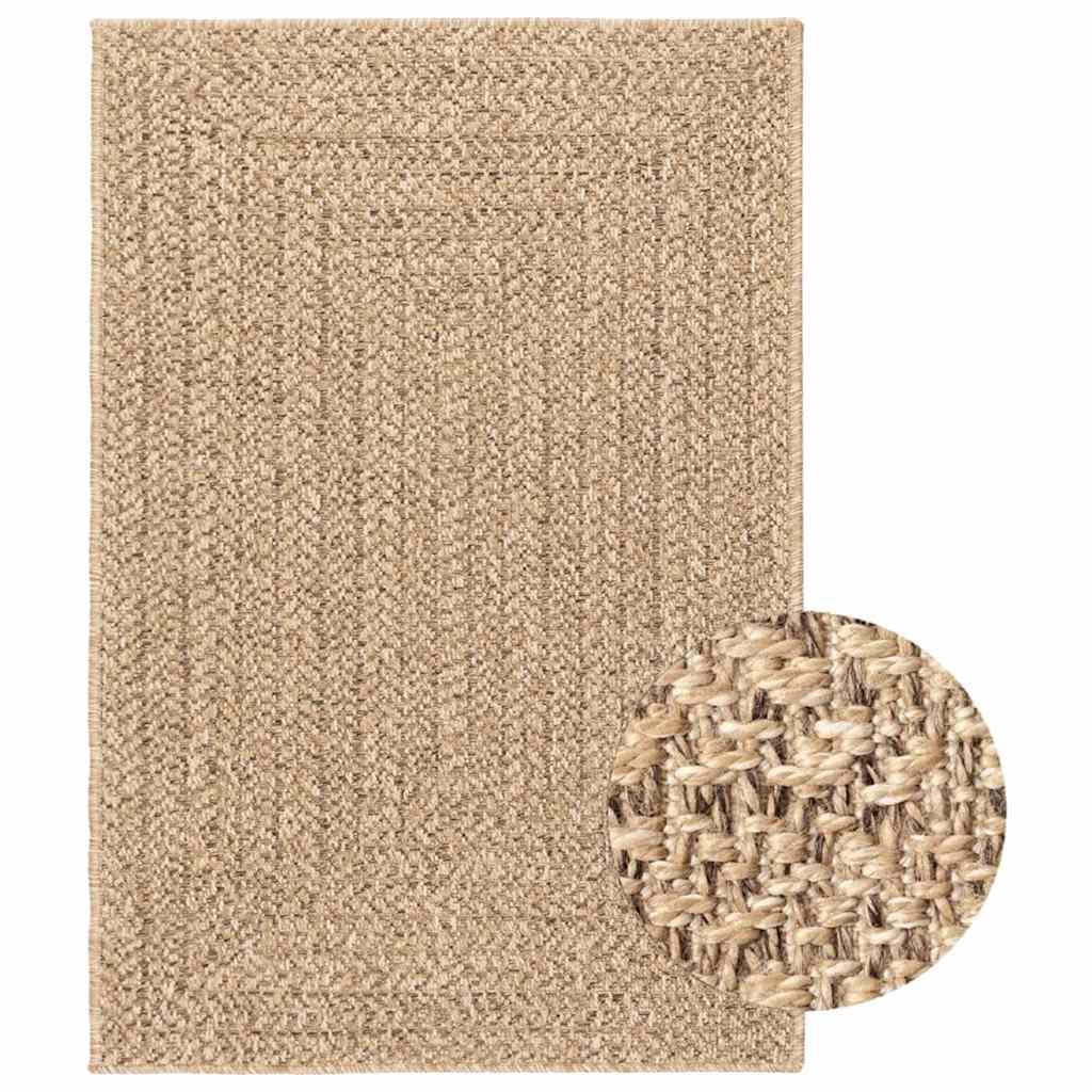 Tappeto da 120 x 170 cm, effetto iuta, per interni ed esterni, robusto tappeto per esterni in polipropilene, resistente per interni ed esterni, per balcone, terrazza, giardino e soggiorno