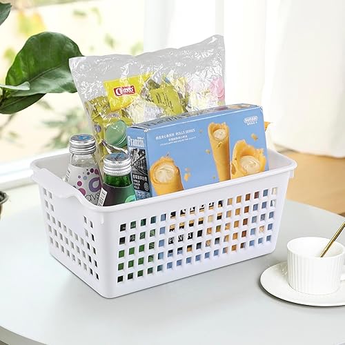 Miniatura 5 de Paquete de 6 cestas de almacenamiento de plástico blanco, cesta de almacenamiento pequeña