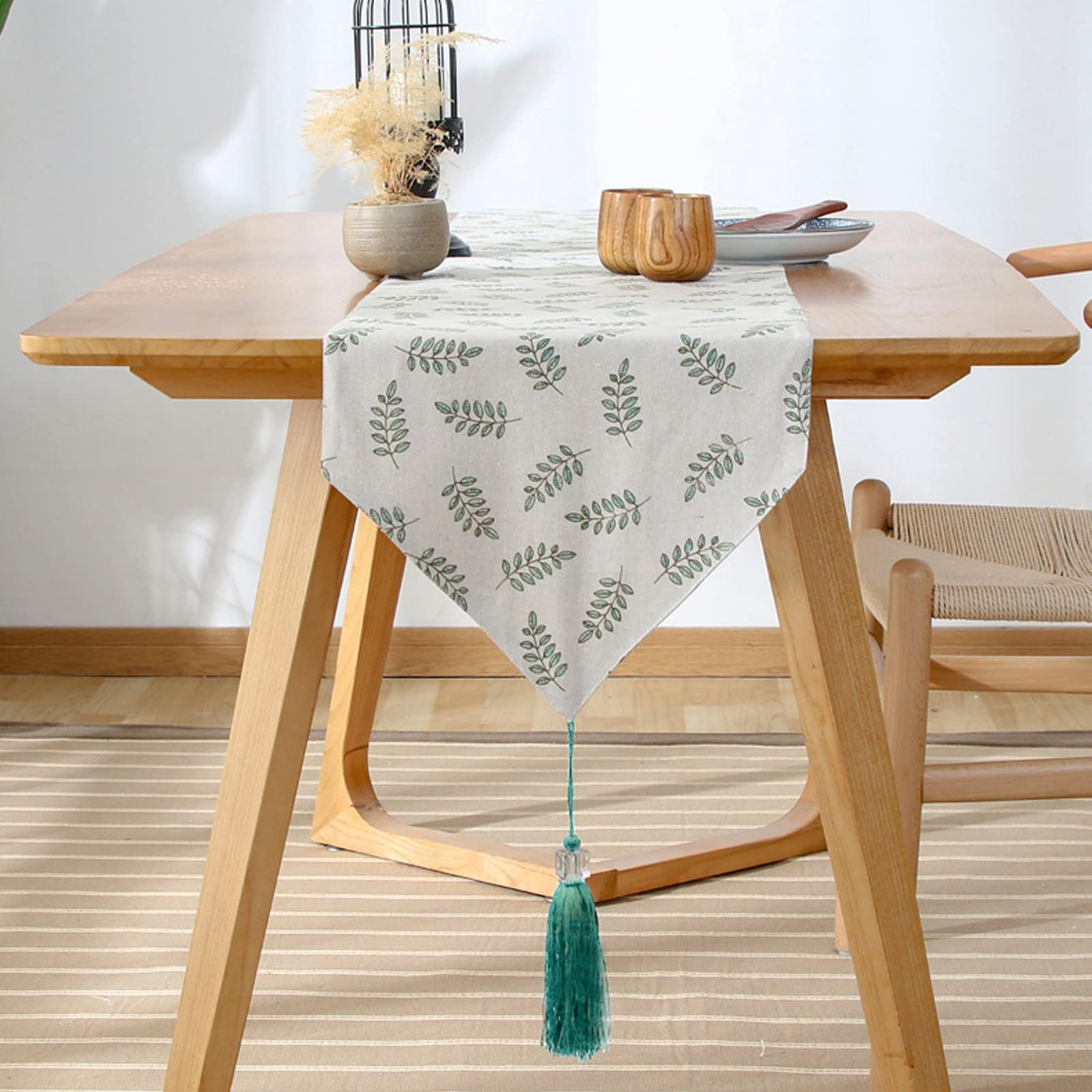 Runner da tavola a doppio strato, stile nordico, decorazione da tavolo per cucina, sala da pranzo, matrimoni, feste, 33 x 217 cm, elegante e versatile