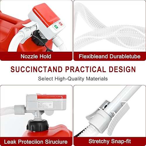 Miniatura 5 de Bomba automática de lata de gas funciona con pilas con sensor de parada automática: 3.2 GPM, manguera extra larga de 51 pulgadas, bomba de