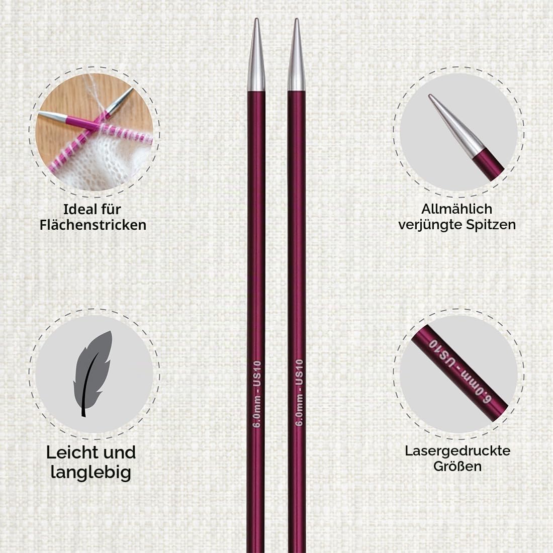 KnitPro Zing Grande Lange-Nadel-Set 10" (25cm) | 11 Größen (3 mm bis 8 mm)