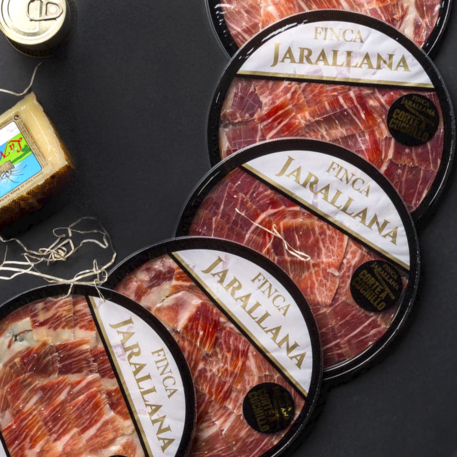 Finca Jarallana - Prosciutto di Cebo Iberico Tagliato al 50% - 5 Piatti da 100 g - Essiccazione e Stagionatura Naturale di + 36 Mesi - Maiale Iberico Allevato in Regime Estensivo