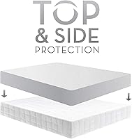 Vista 5 de MALOUF Protector de colchón hipoalergénico 100% impermeable, sin vinilo, Split Cal King, color blanco
