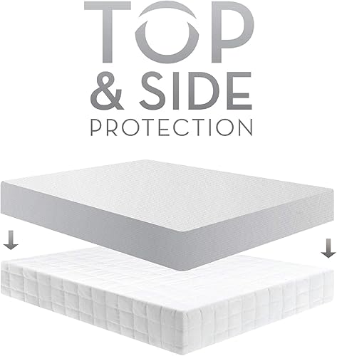 Miniatura 5 de MALOUF Protector de colchón hipoalergénico 100% impermeable, sin vinilo, Split Cal King, color blanco