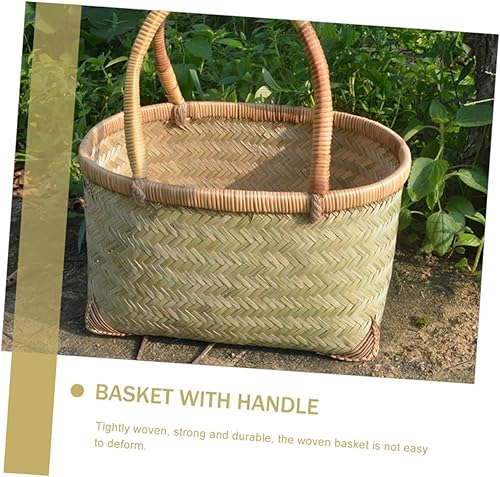 Miniatura 2 de Cesta de mano tejida Cestas de frutas Cesta de picnic vacía al aire libre Cesta de bambú Cestas tejidas Cestas multiuso Cesta tejida de bambú Cesta
