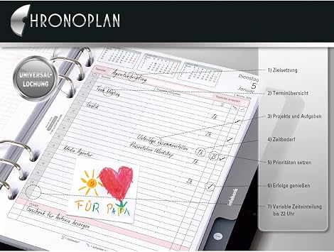 Chronoplan 50576 Calendar Insert 2026 (Weekly Plan A5 (148 x 210 mm) Replacement Calendar for Appointment Planner, Ideal for Detailed Weekly Planning, 1 Week on 2 Pages in Lines, with Universal