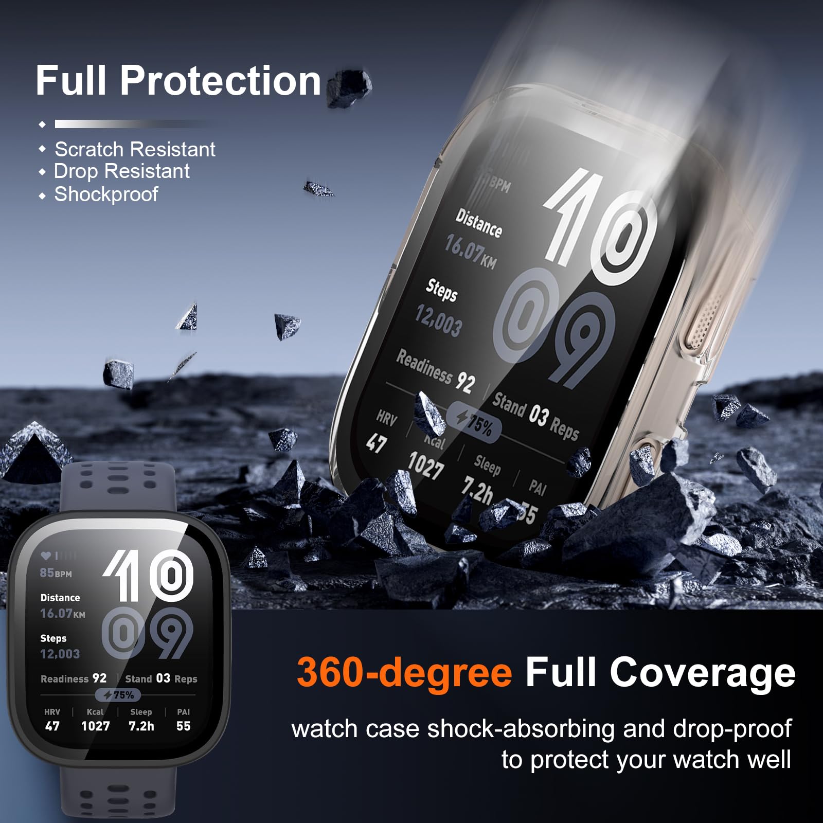 Coque De Protection Garmin Venu X1 - 2 Pièces PC + Verre Trempé, Anti-Rayures, Couverture Totale Écran 9H, Transparent HD - 4