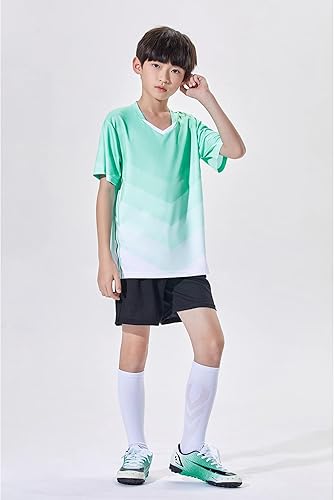 Miniatura 4 de Paquete de 2 camisetas de fútbol y pantalones cortos para niño, de secado rápido, uniforme de entrenamiento de equipo deportivo